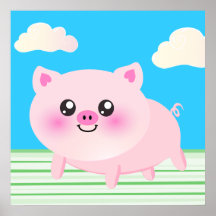 Bande dessinée mignonne de porc posters