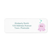 Bande dessinée mignonne de poulpe étiquettes d’adresse retour