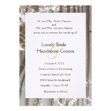 Banded Wood Blossoms Wedding Invitation