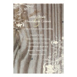 Banded Wood Shabby Lace Wedding Invitation