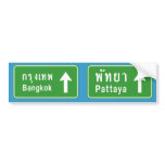 Bangkok Pattaya Ahead ⚠ Thai Highway Sign ⚠ bumper stickers