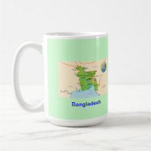 Bangladesh map & flag coffee mugs