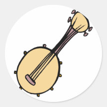 Banjo Abstract Cream Purple Graphic Design Sticker