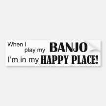 Banjo Happy Place Bumper Sticker