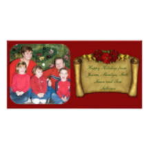 Bannière de poinsettia cartes de vœux avec photo