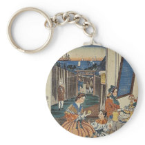 Banquet at settlement house by Utagawa,Yoshikazu Keychain