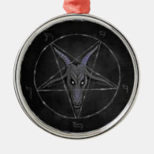 Baphomet Black And Grey Premium Round Ornament