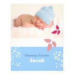Baptême, blanc, bleu, invitation rose de bébé invitations