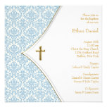 Baptême bleu de baptême de garçon de croix de dama invitation personnalisée