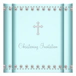 Baptême bleu turquoise de fille de bébé de croix d invitations