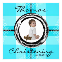 Baptism Christening Invitation Baby Blue