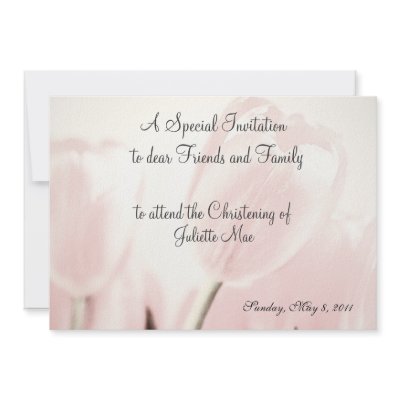 Baptism Christening Invitation, pink Tulips by JayneLogan