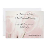 Baptism Christening Invitation, pink Tulips