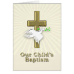 Baptism invitation with a golden cross cards