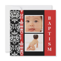 Baptism modern damask photo PERSONALIZE