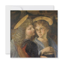 Baptism of Christ, angel detail, Leonardo da Vinci Personalized Invitation