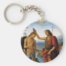 Baptism of Christ by Pietro Perugino Keychain