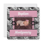Baptism Photo Invitation for Baby Girl Monogrammed