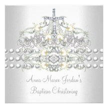 Baptism Tiara Silver White Pearl Diamond Announcements