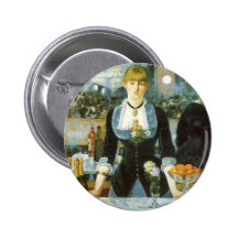 Bar at the Folies-Bergere, Manet, Vintage Fine Art Pinback Buttons