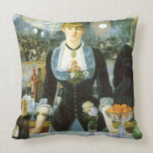 Bar at the Folies-Bergere, Manet, Vintage Fine Art Throw Pillows