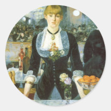 Bar at the Folies-Bergere, Manet, Vintage Fine Art Round Sticker