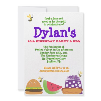 Bar-B-Que Birthday Bumble Bee Party Invitation by Marlalove73