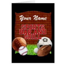 Bar et grill drôle personnalisé de sports cartes de vœux