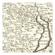 Bar Mitzvah Antique Map, Tribes of Israel Custom Invites