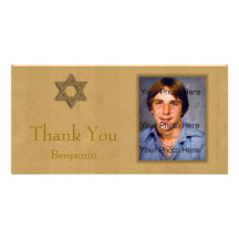 Bar Mitzvah Gold Custom Photo Card