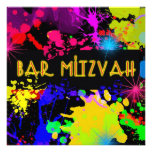 Bar Mitzvah Invitation Colourful Paint Splatter