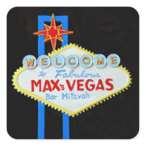 Bar Mitzvah Las Vegas personalized Max Square Stickers