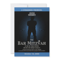 Bar Mitzvah Movie Star Invitation in Blue, Black