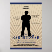 Bar Mitzvah Movie Star Poster in Navy Tan