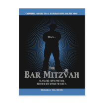 Bar Mitzvah Movie Star Save the Date, Blue, Black Postcards