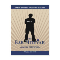 Bar Mitzvah Movie Star Save the Date in Navy Tan Postcards