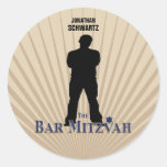 Bar Mitzvah Movie Star Sticker in Navy Tan