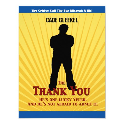 Bar Mitzvah Movie Star Thank You Card/Cade Invites