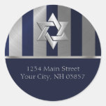 Bar Mitzvah Navy and Silver Stripe Star of David Sticker