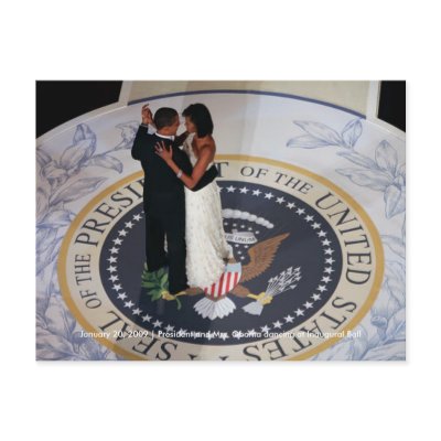 Barack & Michelle Obama dancing at Inaugural Ball Postcards by BeezKneez