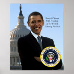 Barack Obama 44 Pres Portrait & Official Pres Seal Poster