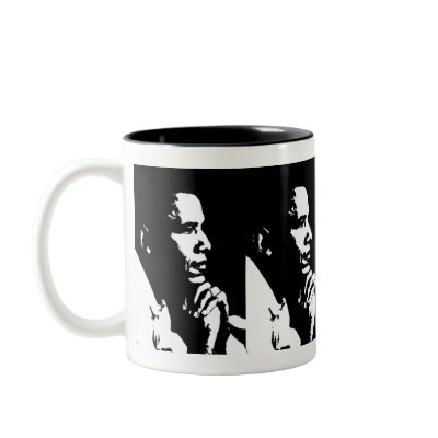Barack Obama Black & White Profile Cup Mug by JuJuGarden