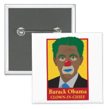 Barack Obama Clown Pinback Buttons