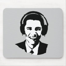 Barack Obama headphones Mouse Mat
