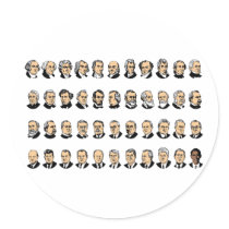 Barack Obama - Presidents Of The United States Round Stickers