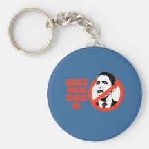 BARACK OBAMA SCARES ME / ANTI-OBAMA T-SHIRT KEYCHAINS