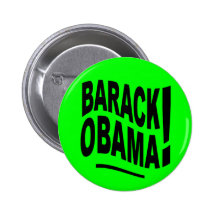 Barack Obama Swirly Lime Green Button