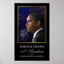 Barack Obama with John Kennedy Poster