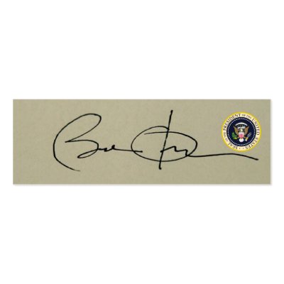 Barack Obama's First SIGNATURE as US President Business Card Templates by obama_inauguration