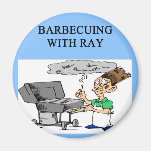 barbecueing with ray fridge magnets